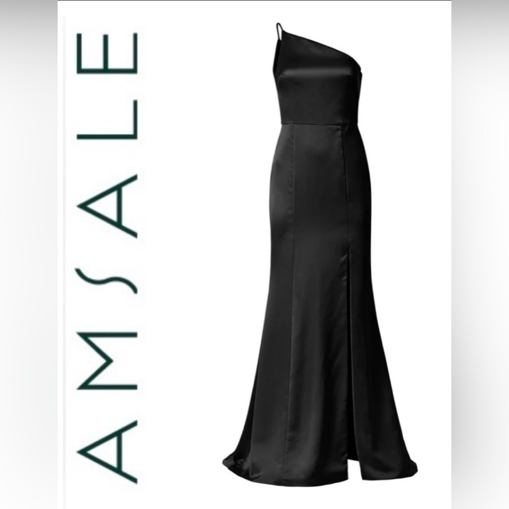 Amsale Kaia Elegant Black Satin Dress- size 2 $300- GB132S